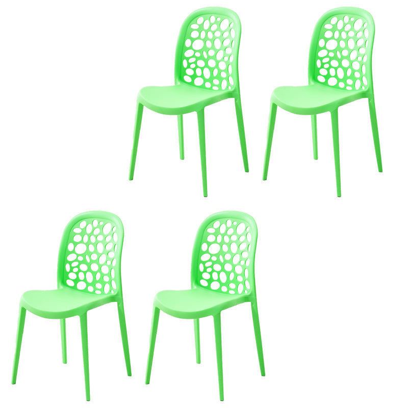 Contemporary Kitchen Dining Side Chair Plastic Armless Chair Green 4 Piece Set Clearhalo 'Dining Chairs' 'Dining Tables & Seating' 'dining_chair' 'furn' 'furn_dining_chair' 'Furniture' 'Kitchen & Dining Furniture' 6452860