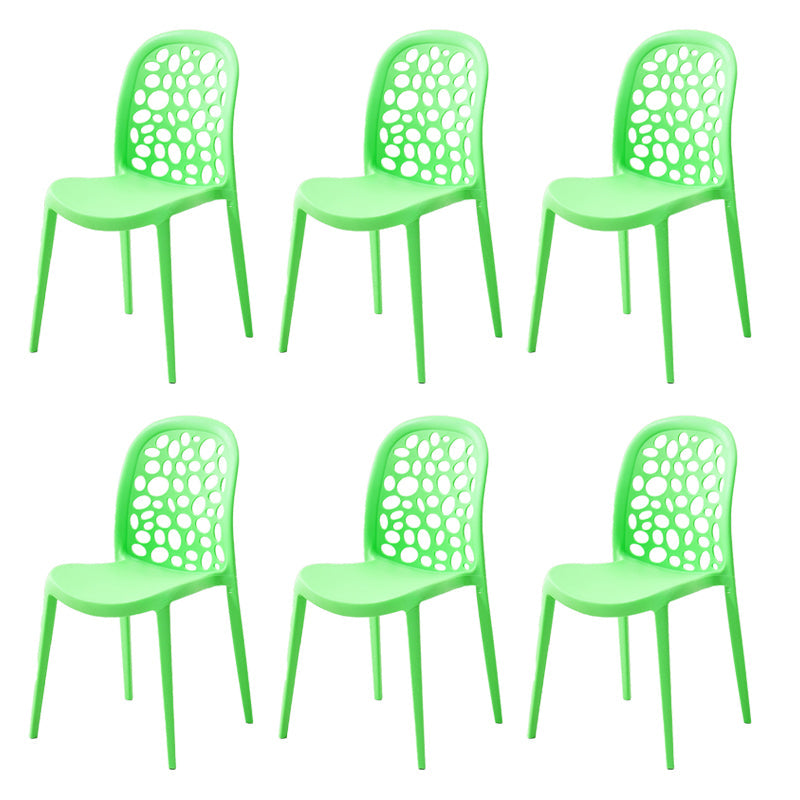 Contemporary Kitchen Dining Side Chair Plastic Armless Chair Green 6 Piece Set Clearhalo 'Dining Chairs' 'Dining Tables & Seating' 'dining_chair' 'furn' 'furn_dining_chair' 'Furniture' 'Kitchen & Dining Furniture' 6452861