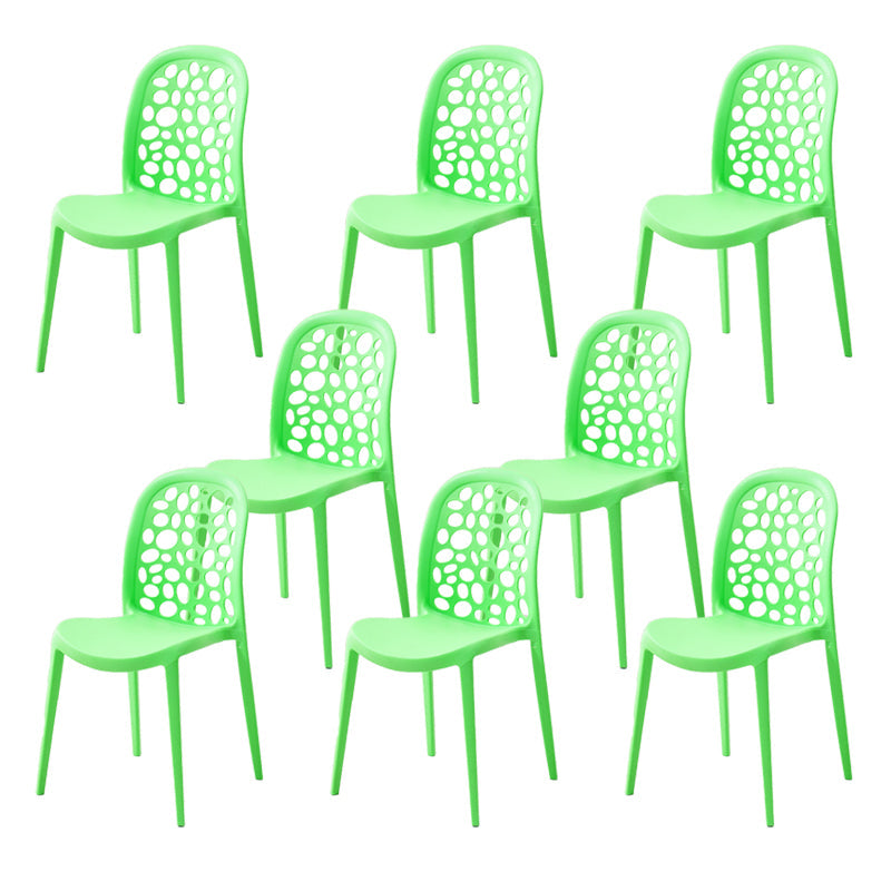 Contemporary Kitchen Dining Side Chair Plastic Armless Chair Green 8 Piece Set Clearhalo 'Dining Chairs' 'Dining Tables & Seating' 'dining_chair' 'furn' 'furn_dining_chair' 'Furniture' 'Kitchen & Dining Furniture' 6452862