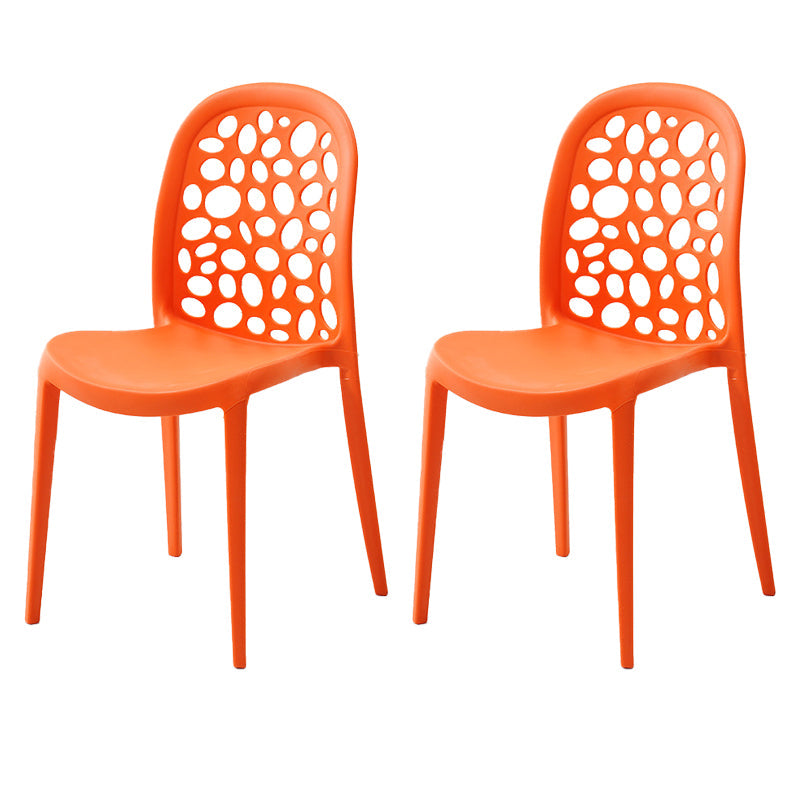Contemporary Kitchen Dining Side Chair Plastic Armless Chair Orange 2 Piece Set Clearhalo 'Dining Chairs' 'Dining Tables & Seating' 'dining_chair' 'furn' 'furn_dining_chair' 'Furniture' 'Kitchen & Dining Furniture' 6452863