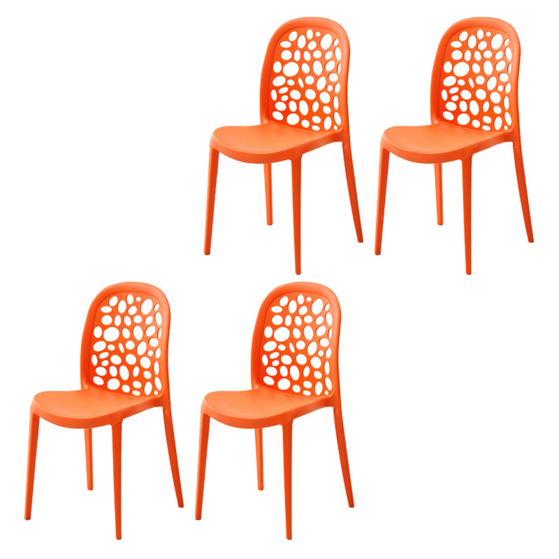 Contemporary Kitchen Dining Side Chair Plastic Armless Chair Orange 4 Piece Set Clearhalo 'Dining Chairs' 'Dining Tables & Seating' 'dining_chair' 'furn' 'furn_dining_chair' 'Furniture' 'Kitchen & Dining Furniture' 6452864