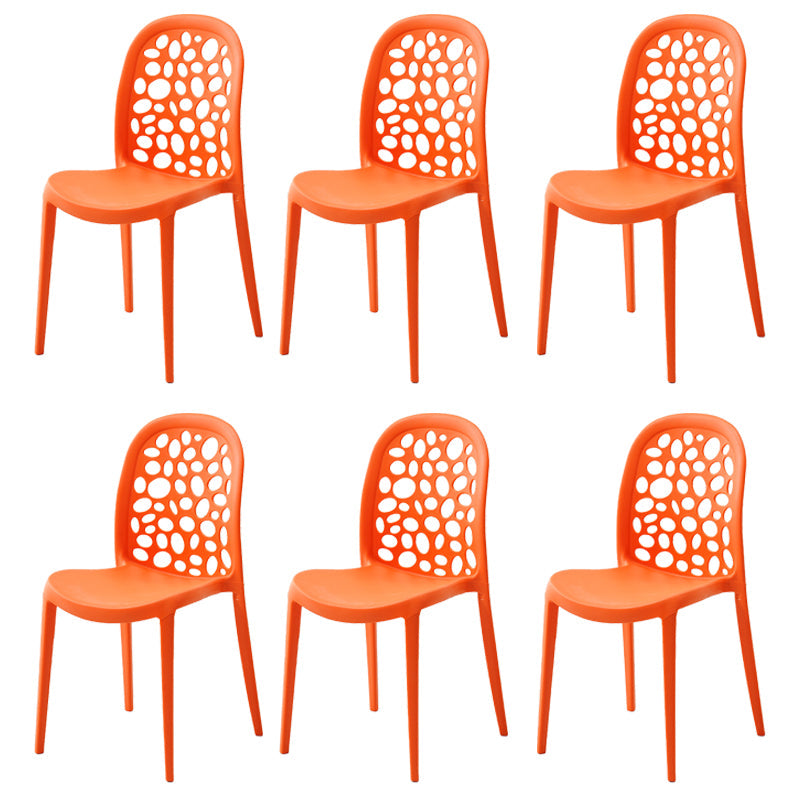 Contemporary Kitchen Dining Side Chair Plastic Armless Chair Orange 6 Piece Set Clearhalo 'Dining Chairs' 'Dining Tables & Seating' 'dining_chair' 'furn' 'furn_dining_chair' 'Furniture' 'Kitchen & Dining Furniture' 6452865