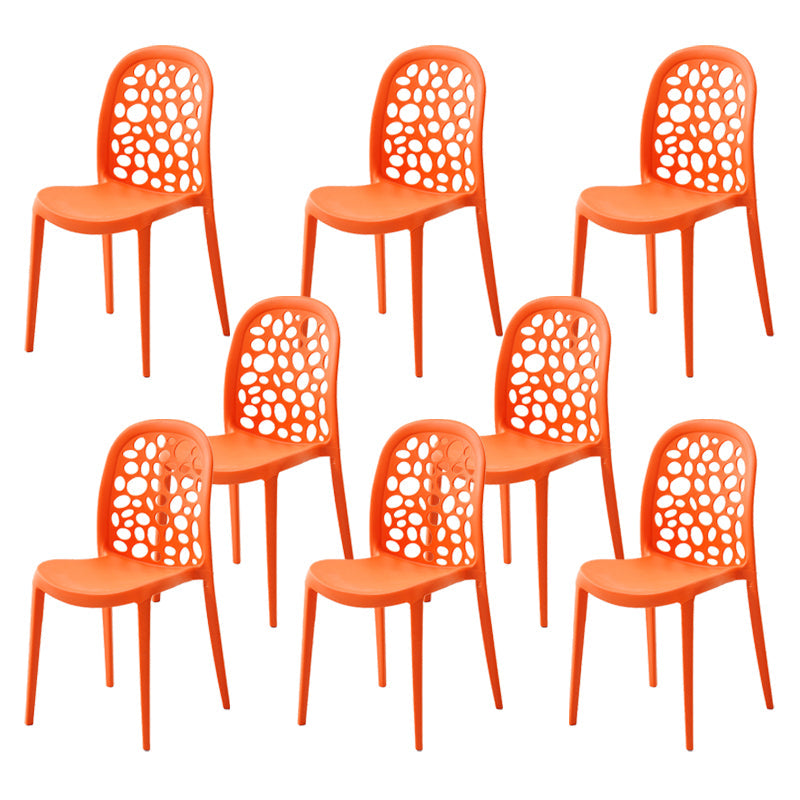 Contemporary Kitchen Dining Side Chair Plastic Armless Chair Orange 8 Piece Set Clearhalo 'Dining Chairs' 'Dining Tables & Seating' 'dining_chair' 'furn' 'furn_dining_chair' 'Furniture' 'Kitchen & Dining Furniture' 6452866