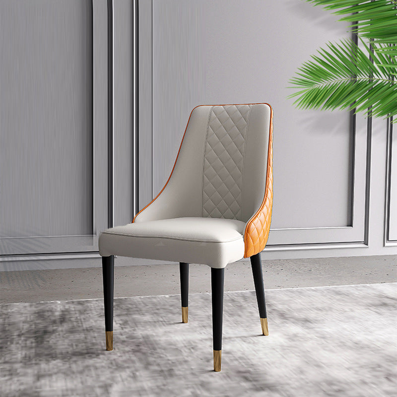 Glam Style Parsons Side Chair Leather Indoor Dining Chair with Wooden Base Clearhalo 'Dining Chairs' 'Dining Tables & Seating' 'dining_chair' 'furn' 'furn_dining_chair' 'Furniture' 'Kitchen & Dining Furniture' 6452887