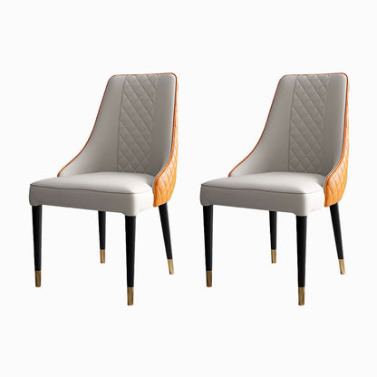 Glam Style Parsons Side Chair Leather Indoor Dining Chair with Wooden Base Orange White 2 Piece Set Clearhalo 'Dining Chairs' 'Dining Tables & Seating' 'dining_chair' 'furn' 'furn_dining_chair' 'Furniture' 'Kitchen & Dining Furniture' 6452888