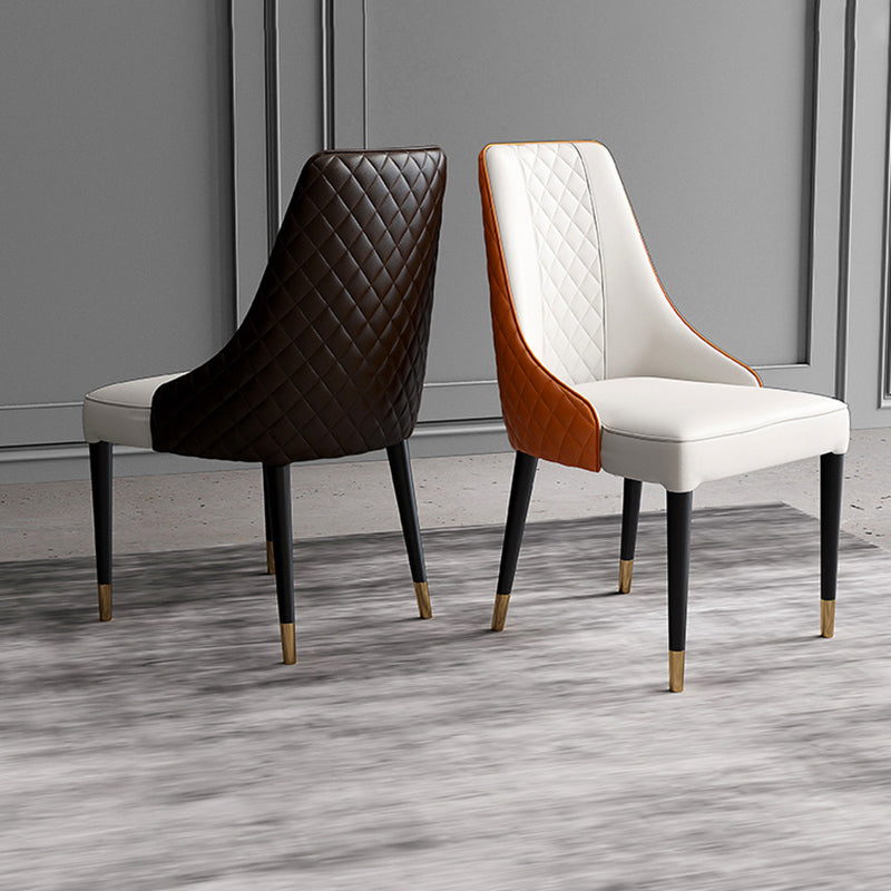 Glam Style Parsons Side Chair Leather Indoor Dining Chair with Wooden Base Clearhalo 'Dining Chairs' 'Dining Tables & Seating' 'dining_chair' 'furn' 'furn_dining_chair' 'Furniture' 'Kitchen & Dining Furniture' 6452889