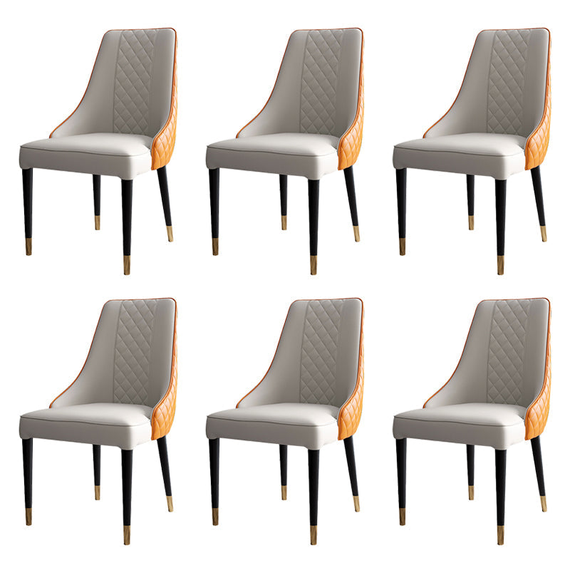 Glam Style Parsons Side Chair Leather Indoor Dining Chair with Wooden Base Orange White 6 Piece Set Clearhalo 'Dining Chairs' 'Dining Tables & Seating' 'dining_chair' 'furn' 'furn_dining_chair' 'Furniture' 'Kitchen & Dining Furniture' 6452891