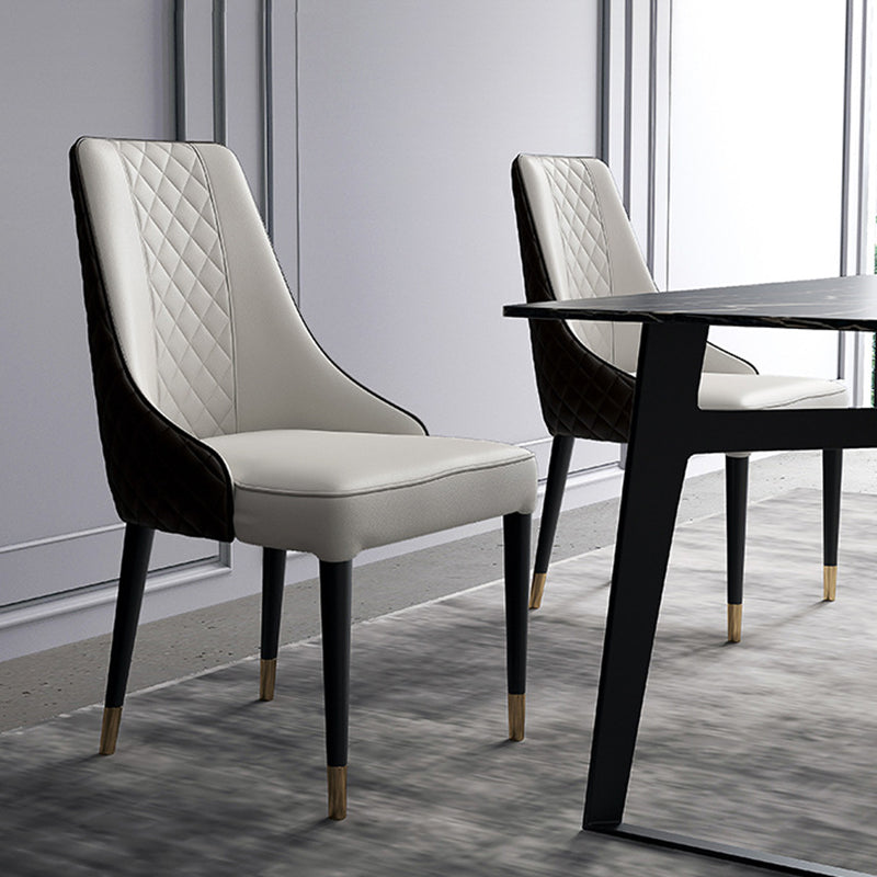 Glam Style Parsons Side Chair Leather Indoor Dining Chair with Wooden Base Clearhalo 'Dining Chairs' 'Dining Tables & Seating' 'dining_chair' 'furn' 'furn_dining_chair' 'Furniture' 'Kitchen & Dining Furniture' 6452892