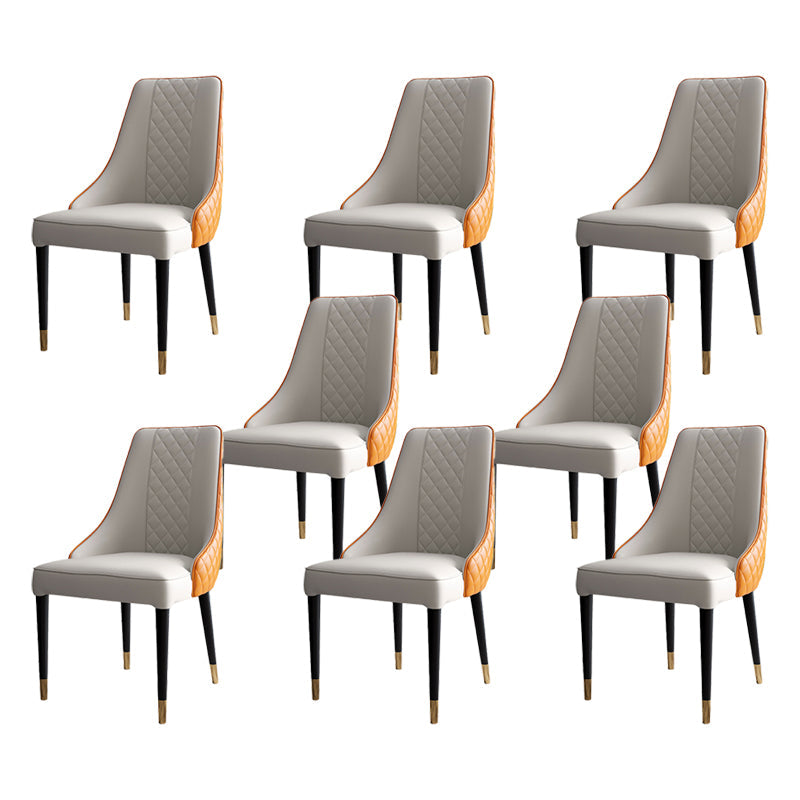 Glam Style Parsons Side Chair Leather Indoor Dining Chair with Wooden Base Orange White 8 Piece Set Clearhalo 'Dining Chairs' 'Dining Tables & Seating' 'dining_chair' 'furn' 'furn_dining_chair' 'Furniture' 'Kitchen & Dining Furniture' 6452894