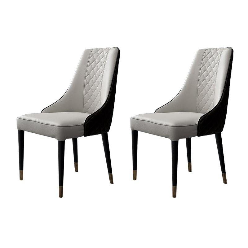 Glam Style Parsons Side Chair Leather Indoor Dining Chair with Wooden Base Black-White 2 Piece Set Clearhalo 'Dining Chairs' 'Dining Tables & Seating' 'dining_chair' 'furn' 'furn_dining_chair' 'Furniture' 'Kitchen & Dining Furniture' 6452897