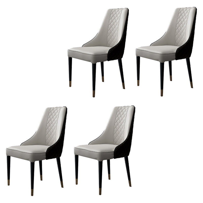 Glam Style Parsons Side Chair Leather Indoor Dining Chair with Wooden Base Black-White 4 Piece Set Clearhalo 'Dining Chairs' 'Dining Tables & Seating' 'dining_chair' 'furn' 'furn_dining_chair' 'Furniture' 'Kitchen & Dining Furniture' 6452898