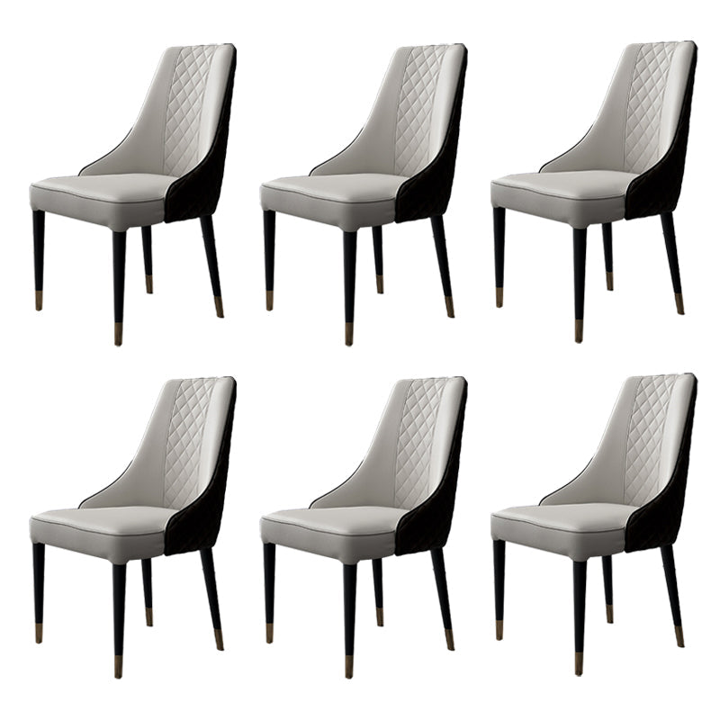 Glam Style Parsons Side Chair Leather Indoor Dining Chair with Wooden Base Black-White 6 Piece Set Clearhalo 'Dining Chairs' 'Dining Tables & Seating' 'dining_chair' 'furn' 'furn_dining_chair' 'Furniture' 'Kitchen & Dining Furniture' 6452900
