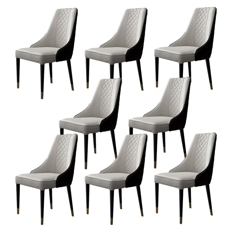 Glam Style Parsons Side Chair Leather Indoor Dining Chair with Wooden Base Black-White 8 Piece Set Clearhalo 'Dining Chairs' 'Dining Tables & Seating' 'dining_chair' 'furn' 'furn_dining_chair' 'Furniture' 'Kitchen & Dining Furniture' 6452902