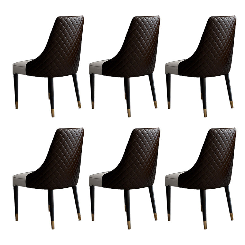 Glam Style Parsons Side Chair Leather Indoor Dining Chair with Wooden Base Coffee-White 6 Piece Set Clearhalo 'Dining Chairs' 'Dining Tables & Seating' 'dining_chair' 'furn' 'furn_dining_chair' 'Furniture' 'Kitchen & Dining Furniture' 6452907