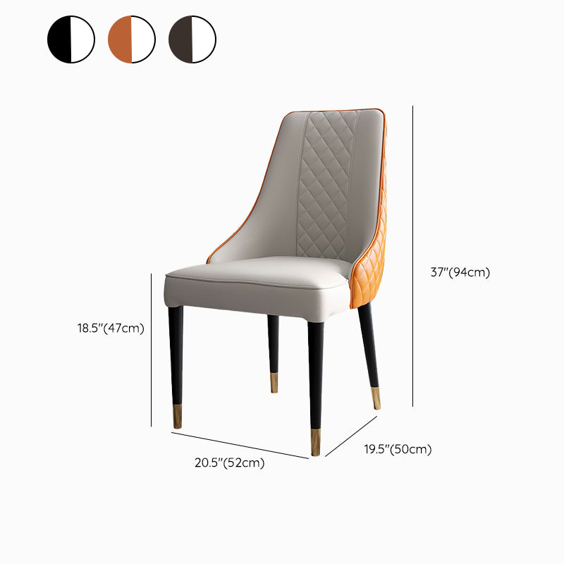 Glam Style Parsons Side Chair Leather Indoor Dining Chair with Wooden Base Clearhalo 'Dining Chairs' 'Dining Tables & Seating' 'dining_chair' 'furn' 'furn_dining_chair' 'Furniture' 'Kitchen & Dining Furniture' 6452909