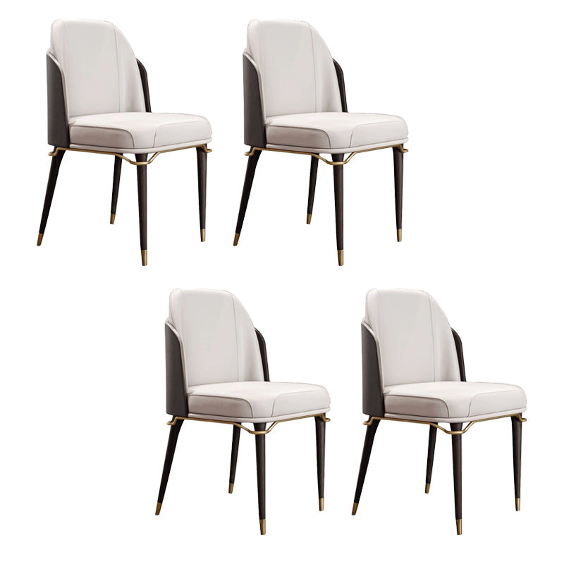 Glam Style Parsons Side Chair Leather Dining Chair with Wooden Legs