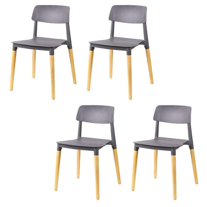 Dining Room Armless Chairs Open Back Solid Wood Legs Chair for Kitchen Grey 4 Piece Set Clearhalo 'Dining Chairs' 'Dining Tables & Seating' 'dining_chair' 'furn' 'furn_dining_chair' 'Furniture' 'Kitchen & Dining Furniture' 6452971