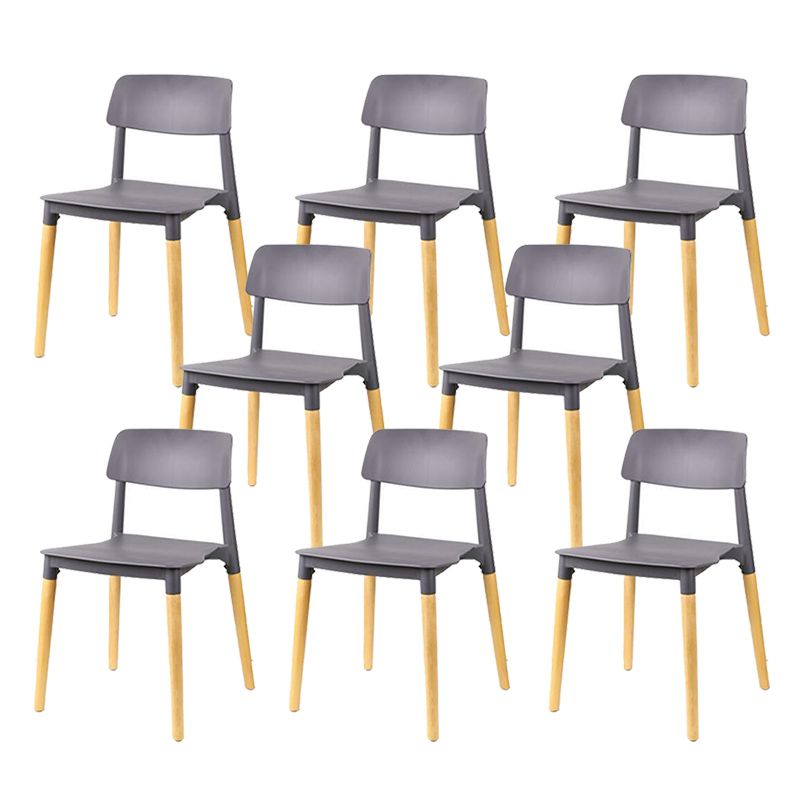 Dining Room Armless Chairs Open Back Solid Wood Legs Chair for Kitchen Grey 8 Piece Set Clearhalo 'Dining Chairs' 'Dining Tables & Seating' 'dining_chair' 'furn' 'furn_dining_chair' 'Furniture' 'Kitchen & Dining Furniture' 6452972