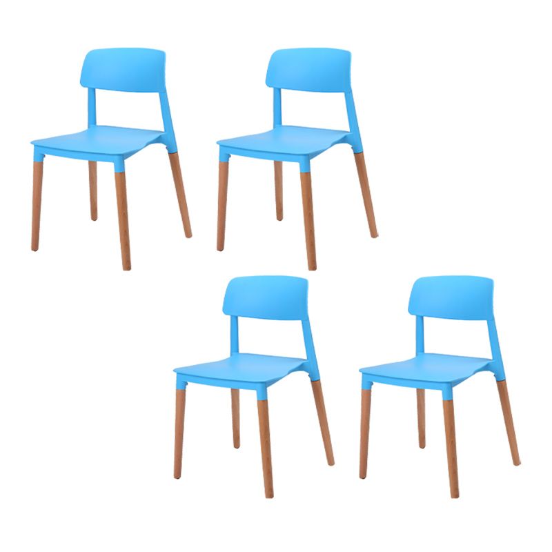 Dining Room Armless Chairs Open Back Solid Wood Legs Chair for Kitchen Blue 4 Piece Set Clearhalo 'Dining Chairs' 'Dining Tables & Seating' 'dining_chair' 'furn' 'furn_dining_chair' 'Furniture' 'Kitchen & Dining Furniture' 6452978