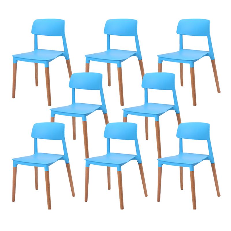 Dining Room Armless Chairs Open Back Solid Wood Legs Chair for Kitchen Blue 8 Piece Set Clearhalo 'Dining Chairs' 'Dining Tables & Seating' 'dining_chair' 'furn' 'furn_dining_chair' 'Furniture' 'Kitchen & Dining Furniture' 6452980