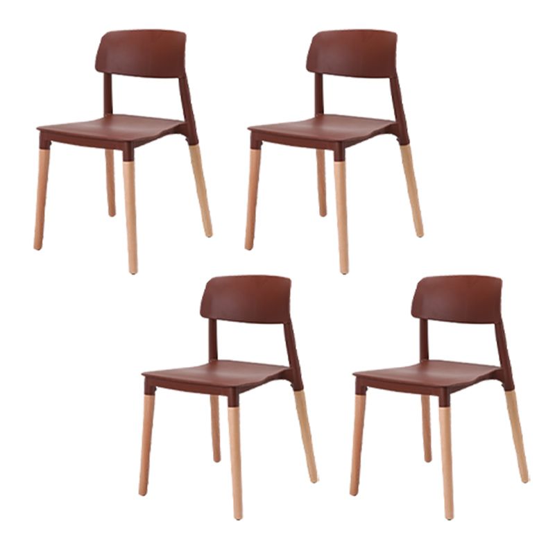 Dining Room Armless Chairs Open Back Solid Wood Legs Chair for Kitchen Brown 4 Piece Set Clearhalo 'Dining Chairs' 'Dining Tables & Seating' 'dining_chair' 'furn' 'furn_dining_chair' 'Furniture' 'Kitchen & Dining Furniture' 6452982