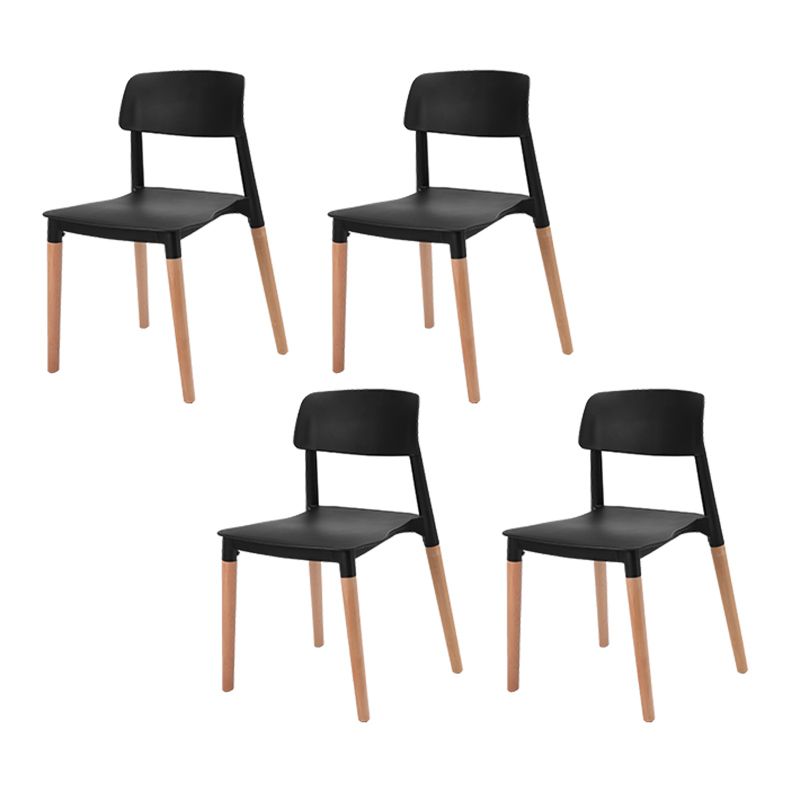 Dining Room Armless Chairs Open Back Solid Wood Legs Chair for Kitchen Black 4 Piece Set Clearhalo 'Dining Chairs' 'Dining Tables & Seating' 'dining_chair' 'furn' 'furn_dining_chair' 'Furniture' 'Kitchen & Dining Furniture' 6452986