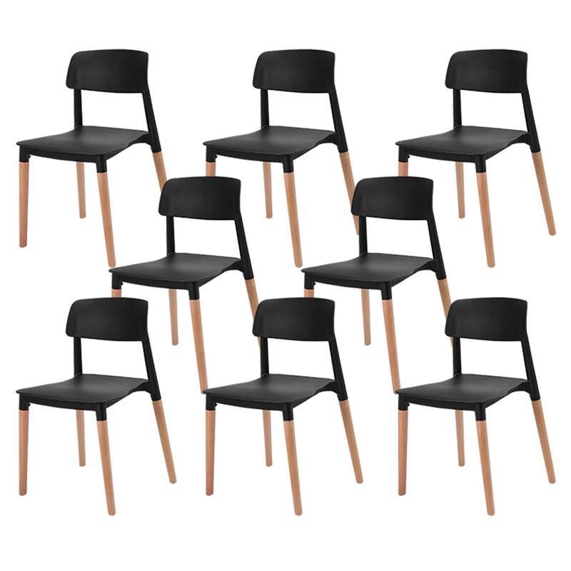 Dining Room Armless Chairs Open Back Solid Wood Legs Chair for Kitchen Black 8 Piece Set Clearhalo 'Dining Chairs' 'Dining Tables & Seating' 'dining_chair' 'furn' 'furn_dining_chair' 'Furniture' 'Kitchen & Dining Furniture' 6452988