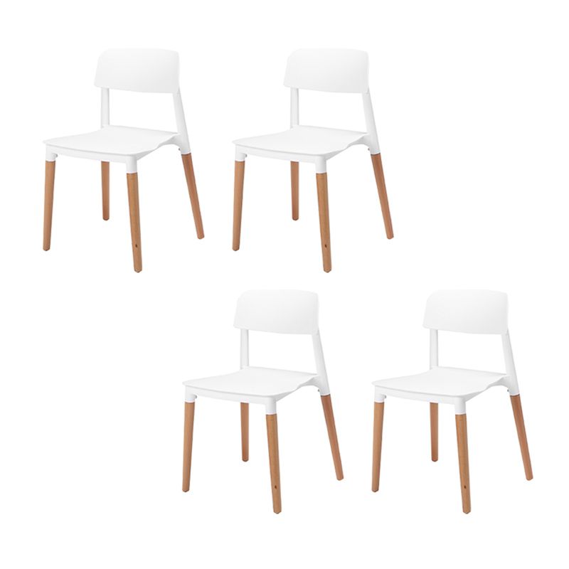 Dining Room Armless Chairs Open Back Solid Wood Legs Chair for Kitchen White 4 Piece Set Clearhalo 'Dining Chairs' 'Dining Tables & Seating' 'dining_chair' 'furn' 'furn_dining_chair' 'Furniture' 'Kitchen & Dining Furniture' 6452991