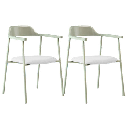 Industrial Indoor-Outdoor Chair Open Back Upholstered Dining Arm Chair