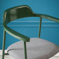 Industrial Indoor-Outdoor Chair Open Back Upholstered Dining Arm Chair