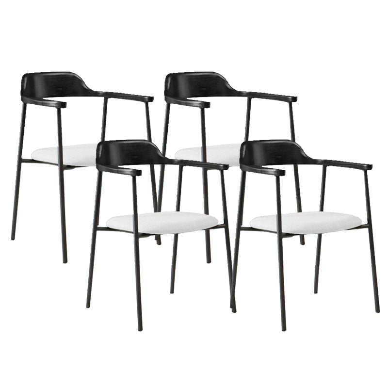 Industrial Indoor-Outdoor Chair Open Back Upholstered Dining Arm Chair