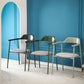 Industrial Indoor-Outdoor Chair Open Back Upholstered Dining Arm Chair
