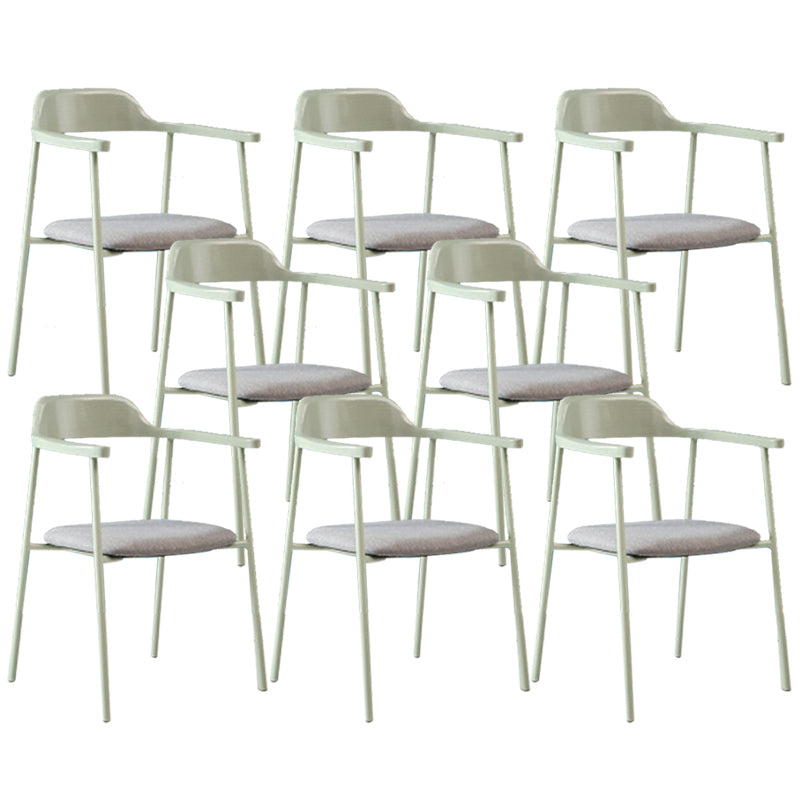 Industrial Indoor-Outdoor Chair Open Back Upholstered Dining Arm Chair