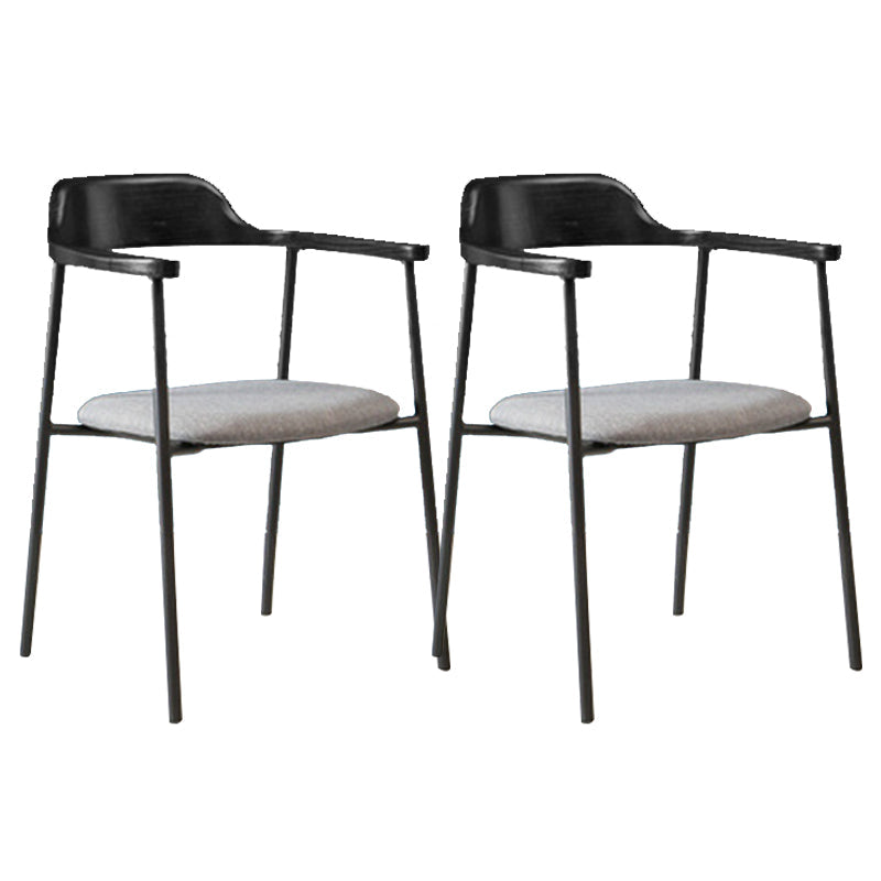 Industrial Indoor-Outdoor Chair Open Back Upholstered Dining Arm Chair