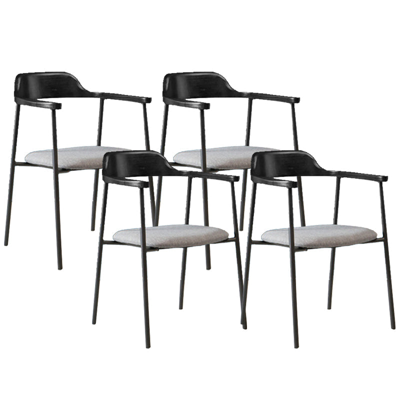 Industrial Indoor-Outdoor Chair Open Back Upholstered Dining Arm Chair