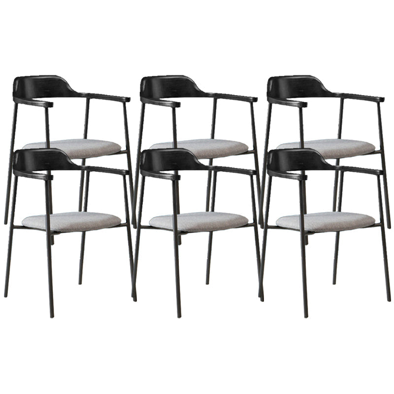 Industrial Indoor-Outdoor Chair Open Back Upholstered Dining Arm Chair