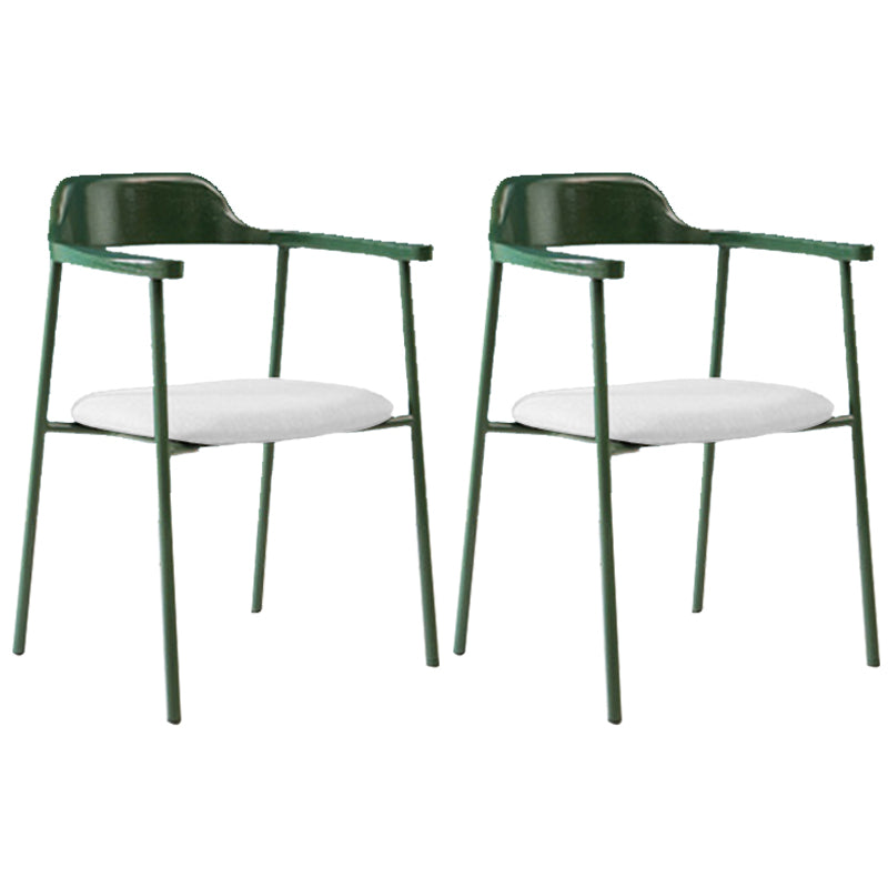 Industrial Indoor-Outdoor Chair Open Back Upholstered Dining Arm Chair