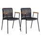 Industrial Metal Chair Dining Room Faux Leather Upholstered Arm Chair Black 2 Piece Set Black Clearhalo 'Dining Chairs' 'Dining Tables & Seating' 'dining_chair' 'furn' 'furn_dining_chair' 'Furniture' 'Kitchen & Dining Furniture' 6453153