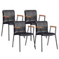 Industrial Metal Chair Dining Room Faux Leather Upholstered Arm Chair Black 4 Piece Set Black Clearhalo 'Dining Chairs' 'Dining Tables & Seating' 'dining_chair' 'furn' 'furn_dining_chair' 'Furniture' 'Kitchen & Dining Furniture' 6453155