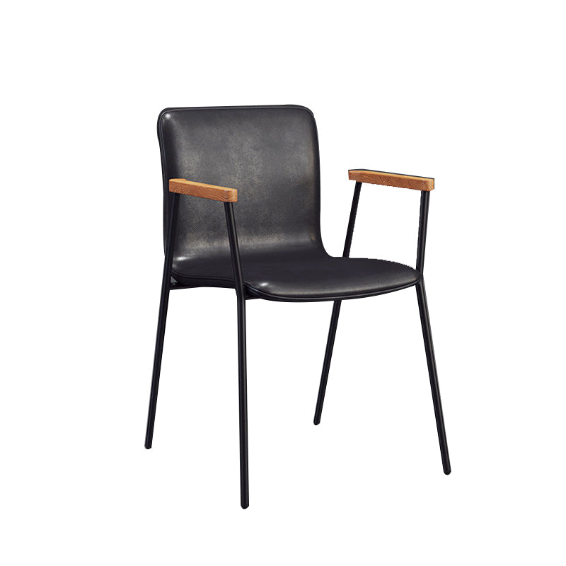 Industrial Metal Chair Dining Room Faux Leather Upholstered Arm Chair Clearhalo 'Dining Chairs' 'Dining Tables & Seating' 'dining_chair' 'furn' 'furn_dining_chair' 'Furniture' 'Kitchen & Dining Furniture' 6453160