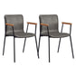 Industrial Metal Chair Dining Room Faux Leather Upholstered Arm Chair Grey 2 Piece Set Black Clearhalo 'Dining Chairs' 'Dining Tables & Seating' 'dining_chair' 'furn' 'furn_dining_chair' 'Furniture' 'Kitchen & Dining Furniture' 6453161