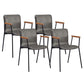 Industrial Metal Chair Dining Room Faux Leather Upholstered Arm Chair Grey 4 Piece Set Black Clearhalo 'Dining Chairs' 'Dining Tables & Seating' 'dining_chair' 'furn' 'furn_dining_chair' 'Furniture' 'Kitchen & Dining Furniture' 6453163