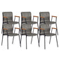 Industrial Metal Chair Dining Room Faux Leather Upholstered Arm Chair Grey 6 Piece Set Black Clearhalo 'Dining Chairs' 'Dining Tables & Seating' 'dining_chair' 'furn' 'furn_dining_chair' 'Furniture' 'Kitchen & Dining Furniture' 6453165