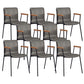 Industrial Metal Chair Dining Room Faux Leather Upholstered Arm Chair Grey 8 Piece Set Black Clearhalo 'Dining Chairs' 'Dining Tables & Seating' 'dining_chair' 'furn' 'furn_dining_chair' 'Furniture' 'Kitchen & Dining Furniture' 6453167