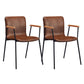 Industrial Metal Chair Dining Room Faux Leather Upholstered Arm Chair Brown 2 Piece Set Black Clearhalo 'Dining Chairs' 'Dining Tables & Seating' 'dining_chair' 'furn' 'furn_dining_chair' 'Furniture' 'Kitchen & Dining Furniture' 6453168