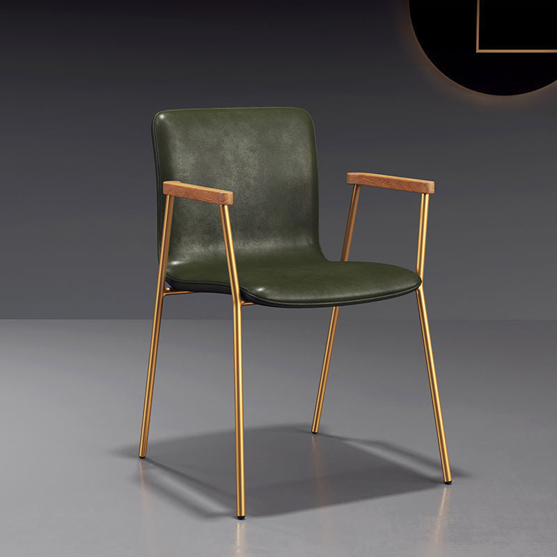 Industrial Metal Chair Dining Room Faux Leather Upholstered Arm Chair Clearhalo 'Dining Chairs' 'Dining Tables & Seating' 'dining_chair' 'furn' 'furn_dining_chair' 'Furniture' 'Kitchen & Dining Furniture' 6453170