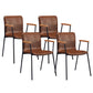 Industrial Metal Chair Dining Room Faux Leather Upholstered Arm Chair Brown 4 Piece Set Black Clearhalo 'Dining Chairs' 'Dining Tables & Seating' 'dining_chair' 'furn' 'furn_dining_chair' 'Furniture' 'Kitchen & Dining Furniture' 6453171