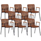 Industrial Metal Chair Dining Room Faux Leather Upholstered Arm Chair Brown 8 Piece Set Black Clearhalo 'Dining Chairs' 'Dining Tables & Seating' 'dining_chair' 'furn' 'furn_dining_chair' 'Furniture' 'Kitchen & Dining Furniture' 6453175