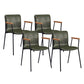 Industrial Metal Chair Dining Room Faux Leather Upholstered Arm Chair Green 4 Piece Set Black Clearhalo 'Dining Chairs' 'Dining Tables & Seating' 'dining_chair' 'furn' 'furn_dining_chair' 'Furniture' 'Kitchen & Dining Furniture' 6453178
