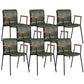 Industrial Metal Chair Dining Room Faux Leather Upholstered Arm Chair Green 8 Piece Set Black Clearhalo 'Dining Chairs' 'Dining Tables & Seating' 'dining_chair' 'furn' 'furn_dining_chair' 'Furniture' 'Kitchen & Dining Furniture' 6453182